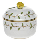 Hand-painted Herend Rothschild Garden Covered Sugar with Rose Sugar Bowl in fine porcelain, (6 OZ) 4in H, on a white background