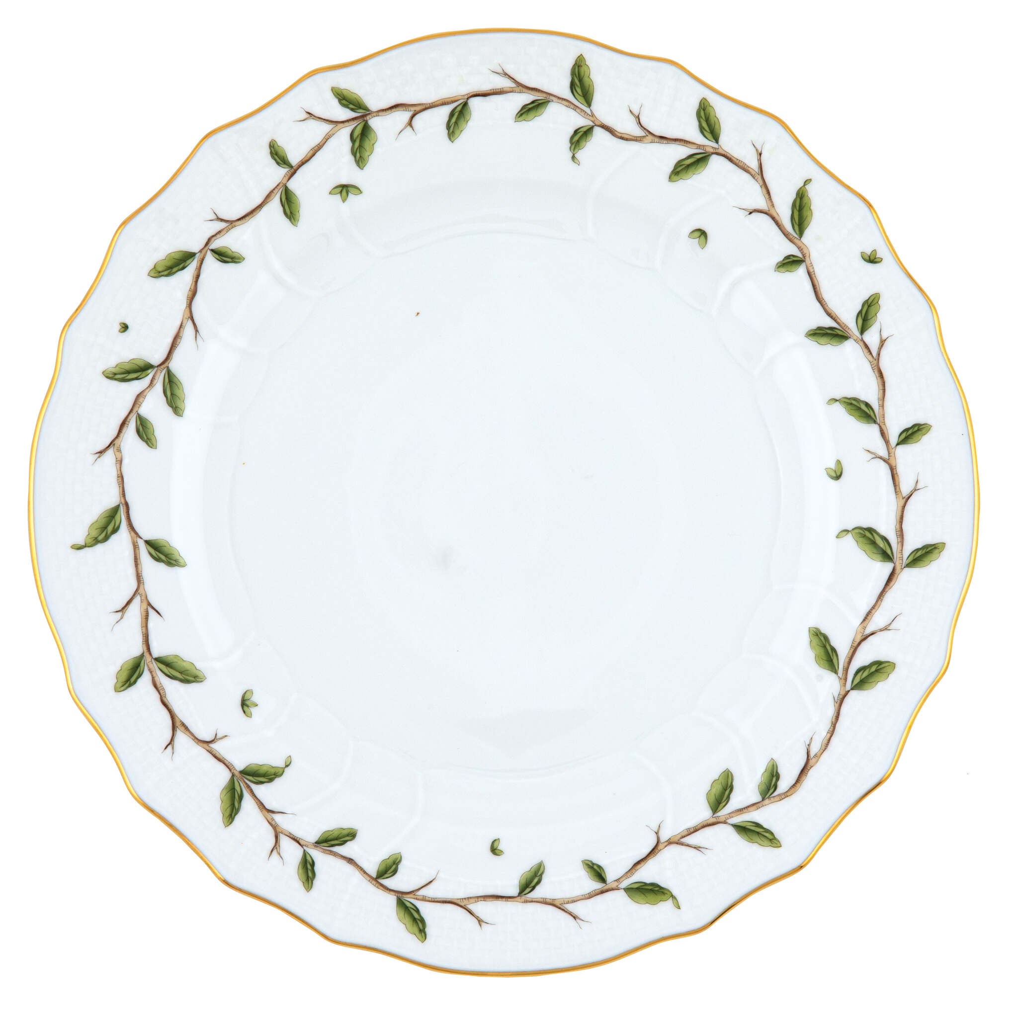 Hand-painted Herend Rothschild Garden Dinner Plate in fine porcelain, 10.5in D, on a white background