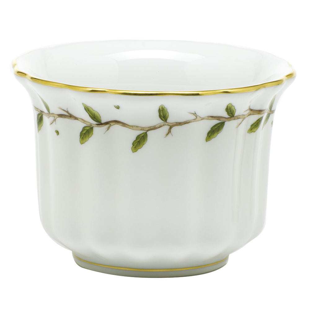 Hand-painted Herend Rothschild Garden Mini Cachepot in fine porcelain, 4.5in L X 4.5in H, on a white background