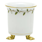 Hand-painted Herend Rothschild Garden Mini Cachepot with Feet in fine porcelain, 3.75in L X 4in H, on a white background