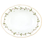 Hand-painted Herend Rothschild Garden Oval Vegetable Dish Serving Bowl in fine porcelain, 10in L X 8in W, on a white background
