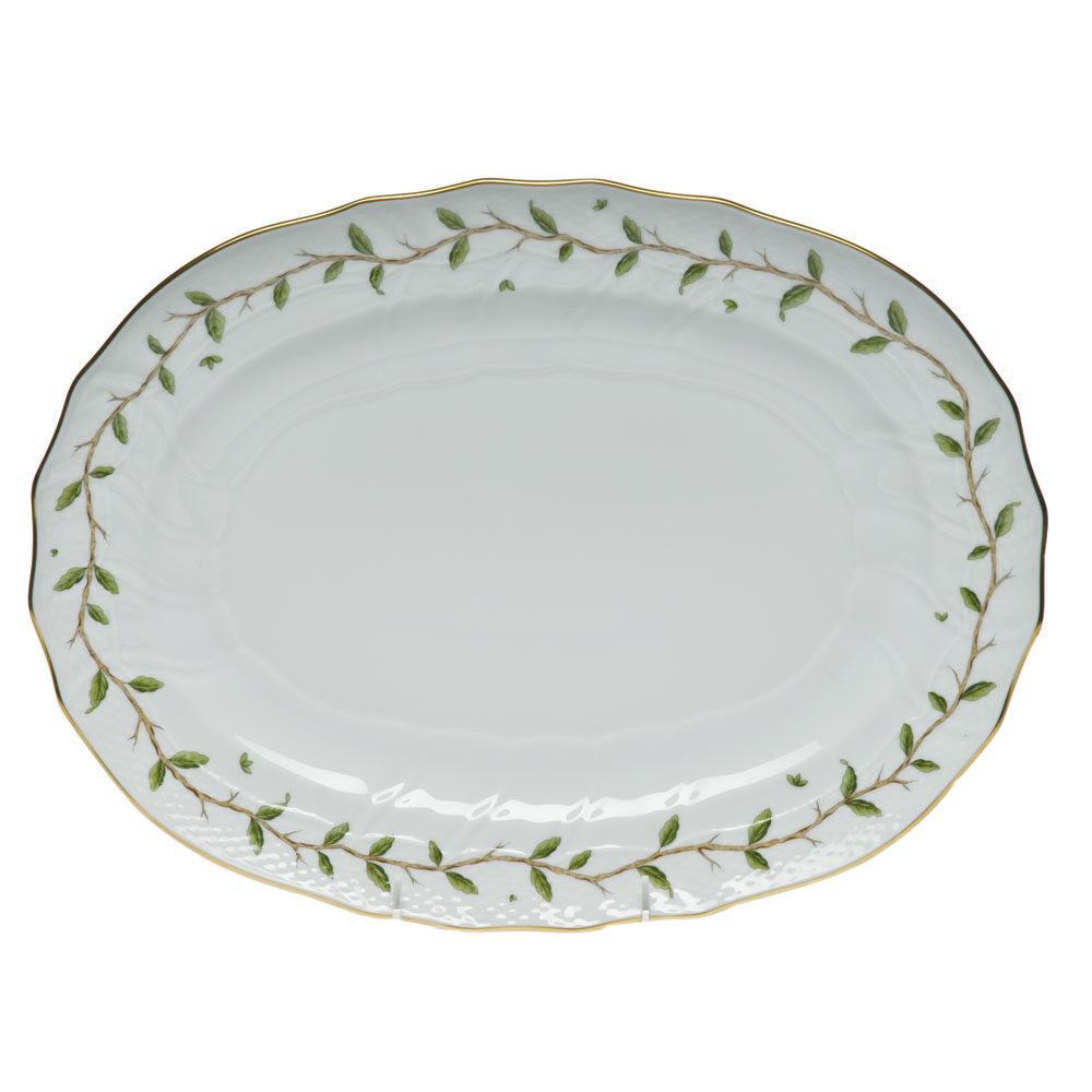 Hand-painted Herend Rothschild Garden Platter in fine porcelain, 15in L X 11.5in W, on a white background