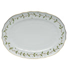 Hand-painted Herend Rothschild Garden Platter in fine porcelain, 15in L X 11.5in W, on a white background