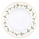 Hand-painted Herend Rothschild Garden Rim Soup Soup Plates & Rimmed Soup Bowl in fine porcelain, 9.5in D, on a white background