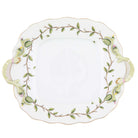 Hand-painted Herend Rothschild Garden Square Cake Plate with Handles in fine porcelain, 9.5in SQ, on a white background