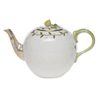 Hand-painted Herend Rothschild Garden Tea Pot with Rose Teapot in fine porcelain, (36 OZ) 5.5in H, on a white background