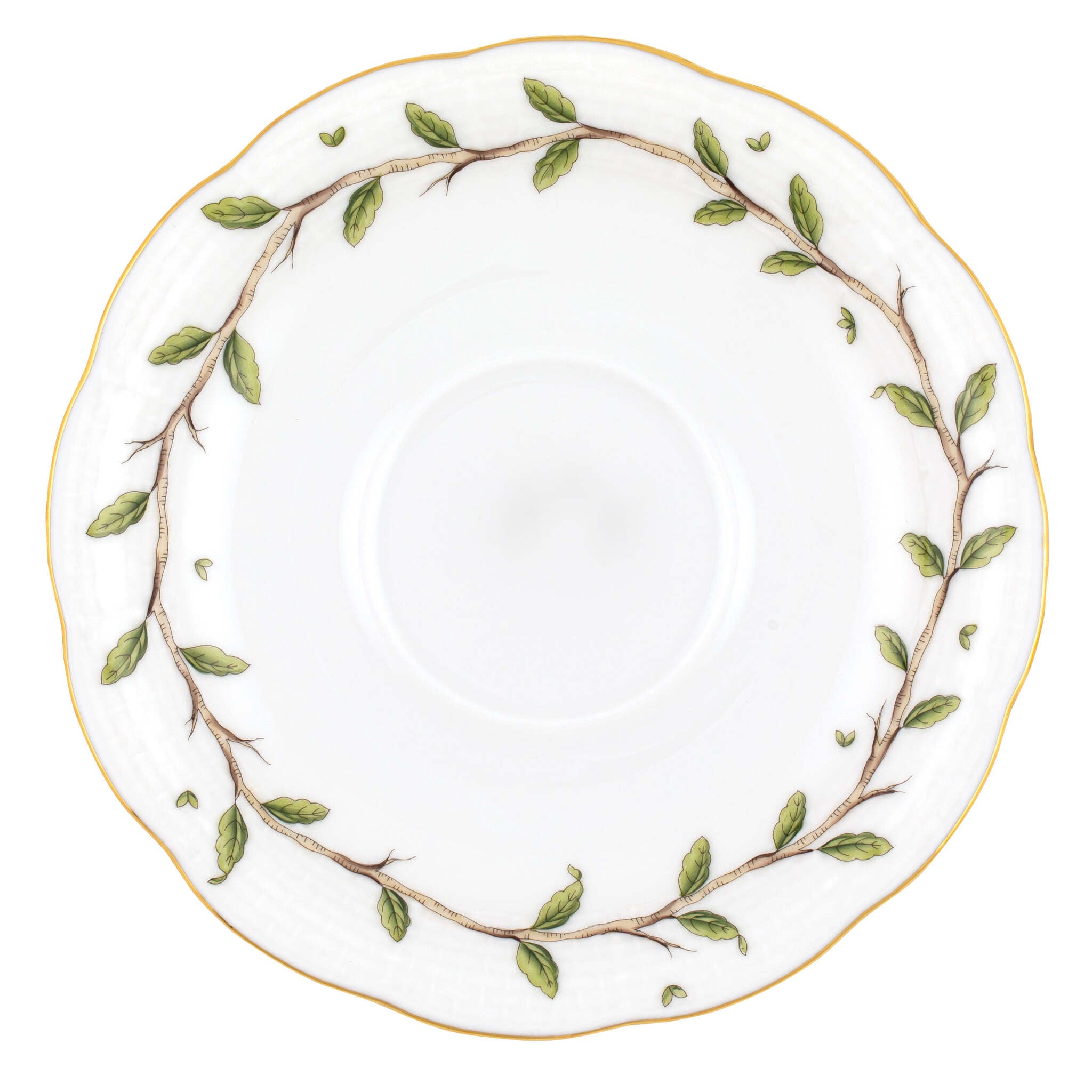 Hand-painted Herend Rothschild Garden Tea Saucer Cup & Saucer Set in fine porcelain, 6in D, on a white background