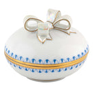 Round Box with Bow in hand-painted Blue porcelain by Herend of Hungary
