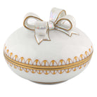 Herend Round Box With Bow in Butterscotch