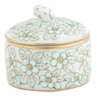 Herend Round Relief Box with Berry porcelain figurine painted in the Green fishnet pattern