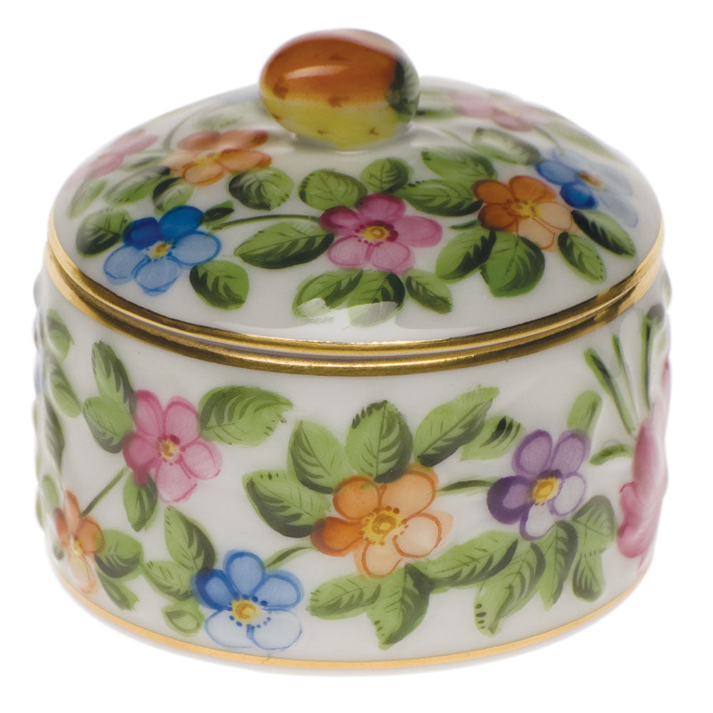 Round Relief Box with Berry in hand-painted Natural porcelain by Herend of Hungary