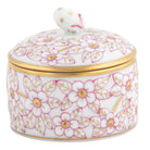 Herend Round Relief Box with Berry porcelain figurine painted in the Pink fishnet pattern