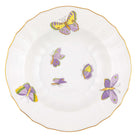 Hand-painted Herend Royal Garden Butterflies Rim Soup Soup Plates & Rimmed Soup Bowl in fine porcelain, 9.5in D, on a white background