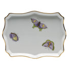 Hand-painted Herend Royal Garden Butterflies Small Tray Decorative Plate in fine porcelain, 7.5in L X 5.5in W, on a white background