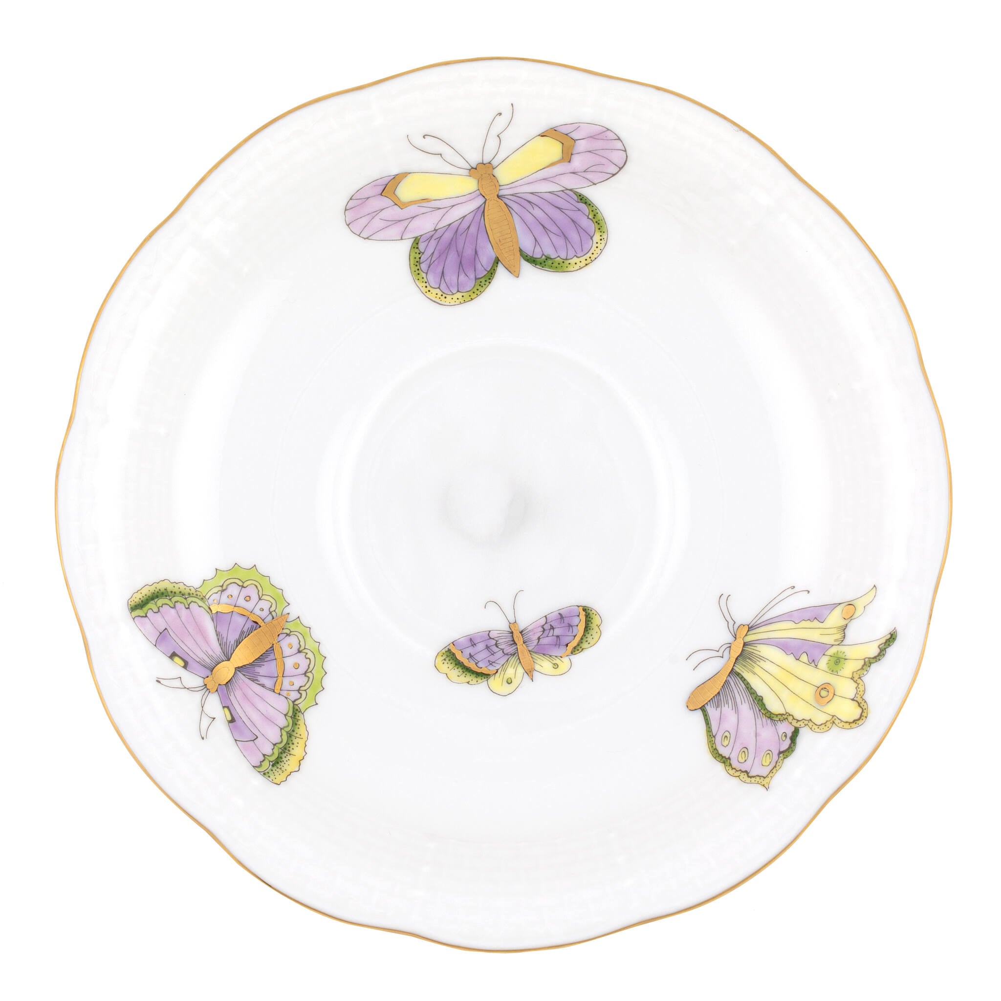 Hand-painted Herend Royal Garden Butterflies Tea Saucer Cup & Saucer Set in fine porcelain, 6in D, on a white background