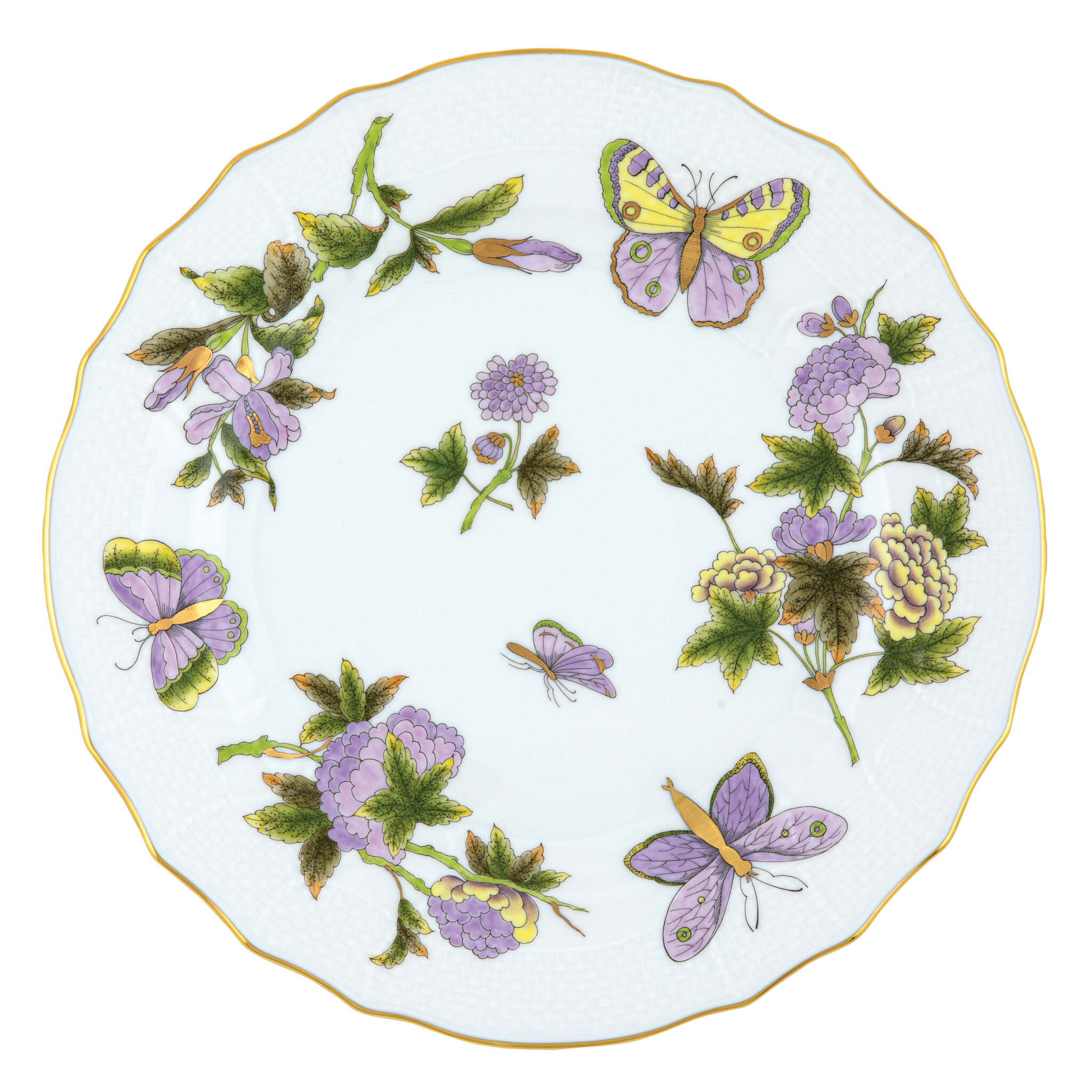 Hand-painted Herend Royal Garden Dinner Plate in fine porcelain, 10.5in D, on a white background
