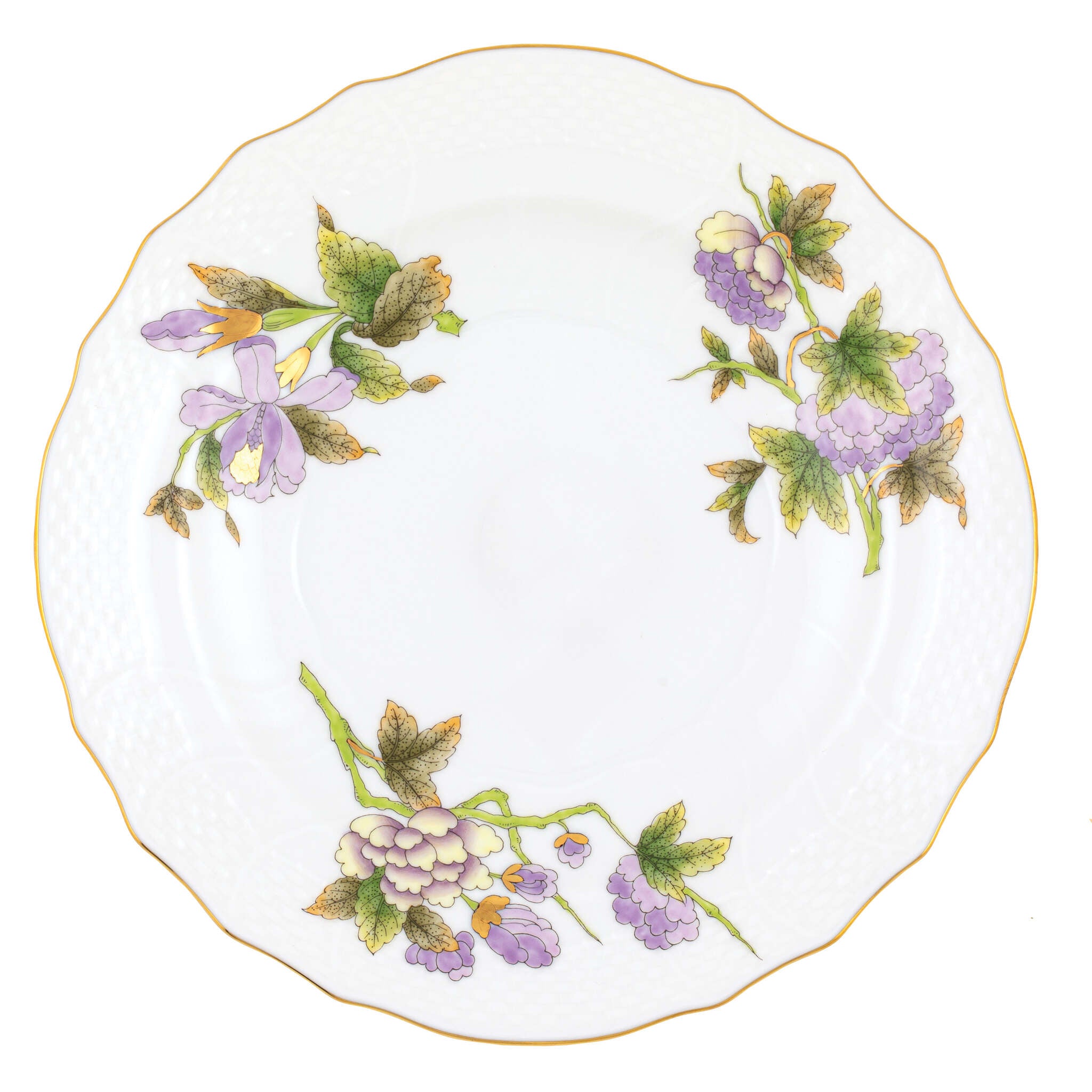 Hand-painted Herend Royal Garden Flowers Salad Plate in fine porcelain, 7.5in D, on a white background