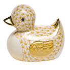Hand-painted Herend Rubber Ducky Figurine in fine porcelain, 2.75in L X 2.5in H, on a white background