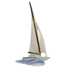 Green fishnet Sailboat Figurine figurine, hand-painted Herend porcelain with 24k gold accents
