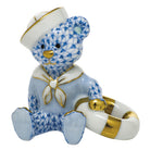 Hand-painted Herend Sailor Bear Figurine in fine porcelain, 2.25in L X 2.25in H, on a white background