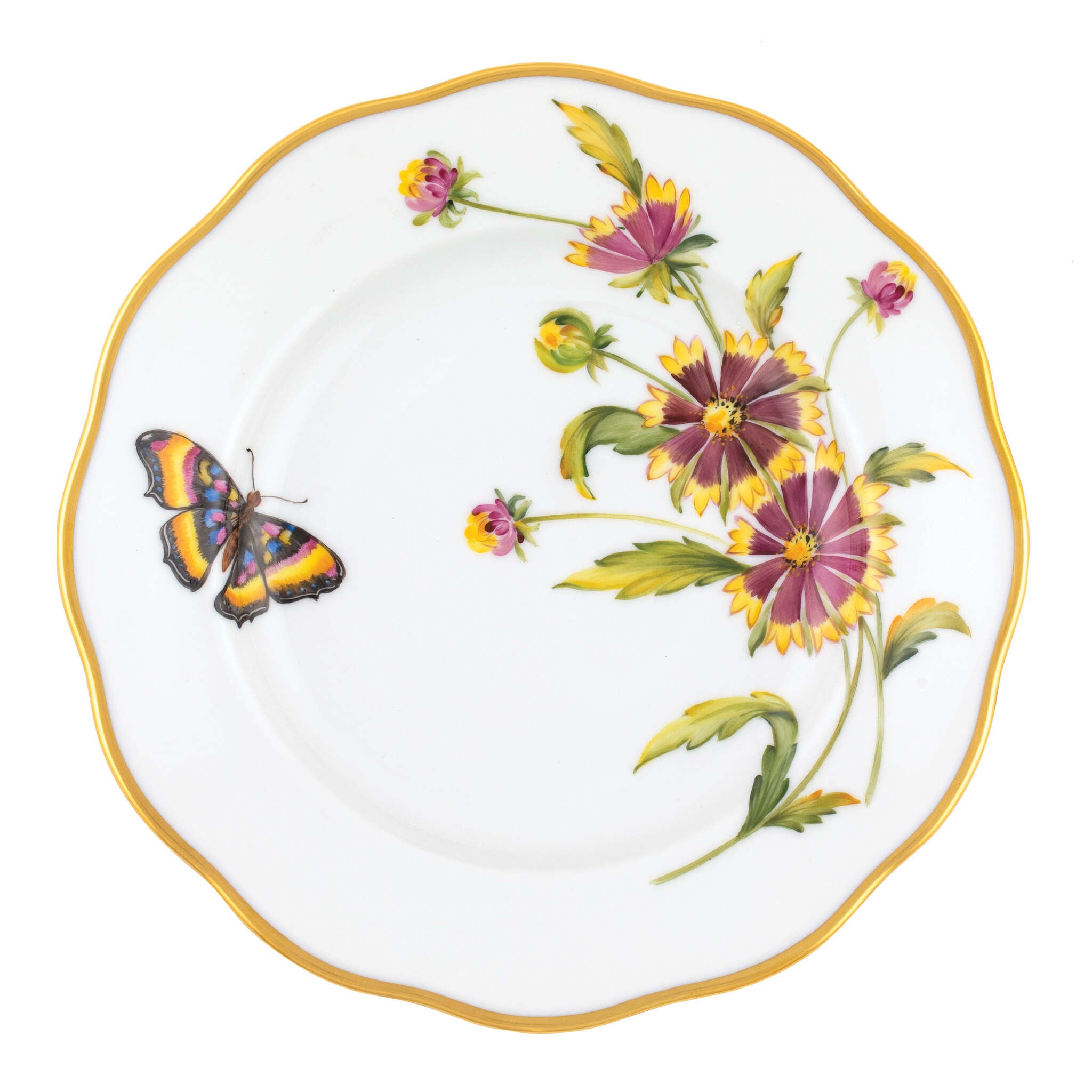 Hand-painted Herend Salad Plate in Multicolor (10) fishnet porcelain on a white background
