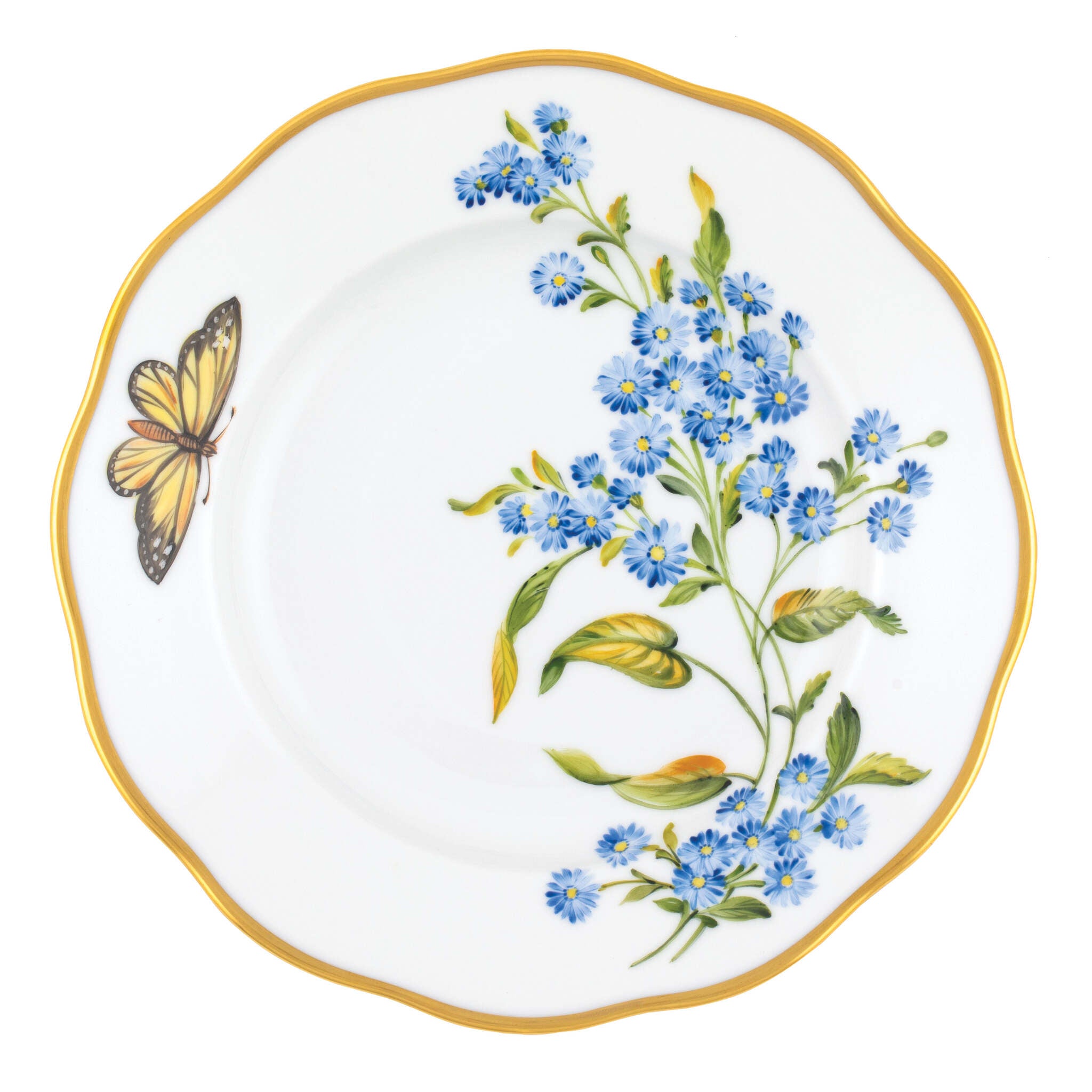 Hand-painted Herend Salad Plate in Multicolor (12) fishnet porcelain on a white background
