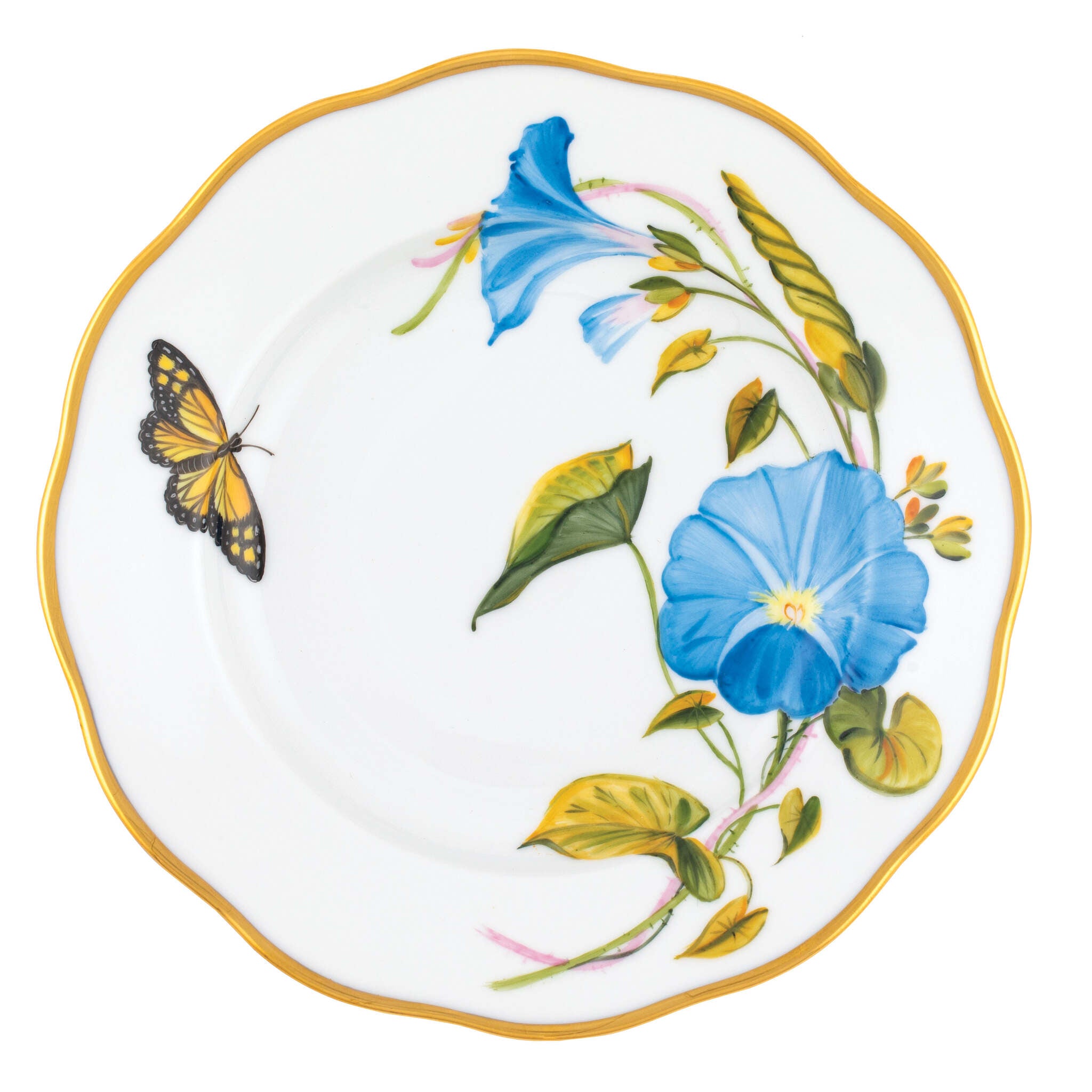 Hand-painted Herend Salad Plate in Multicolor (4) fishnet porcelain on a white background