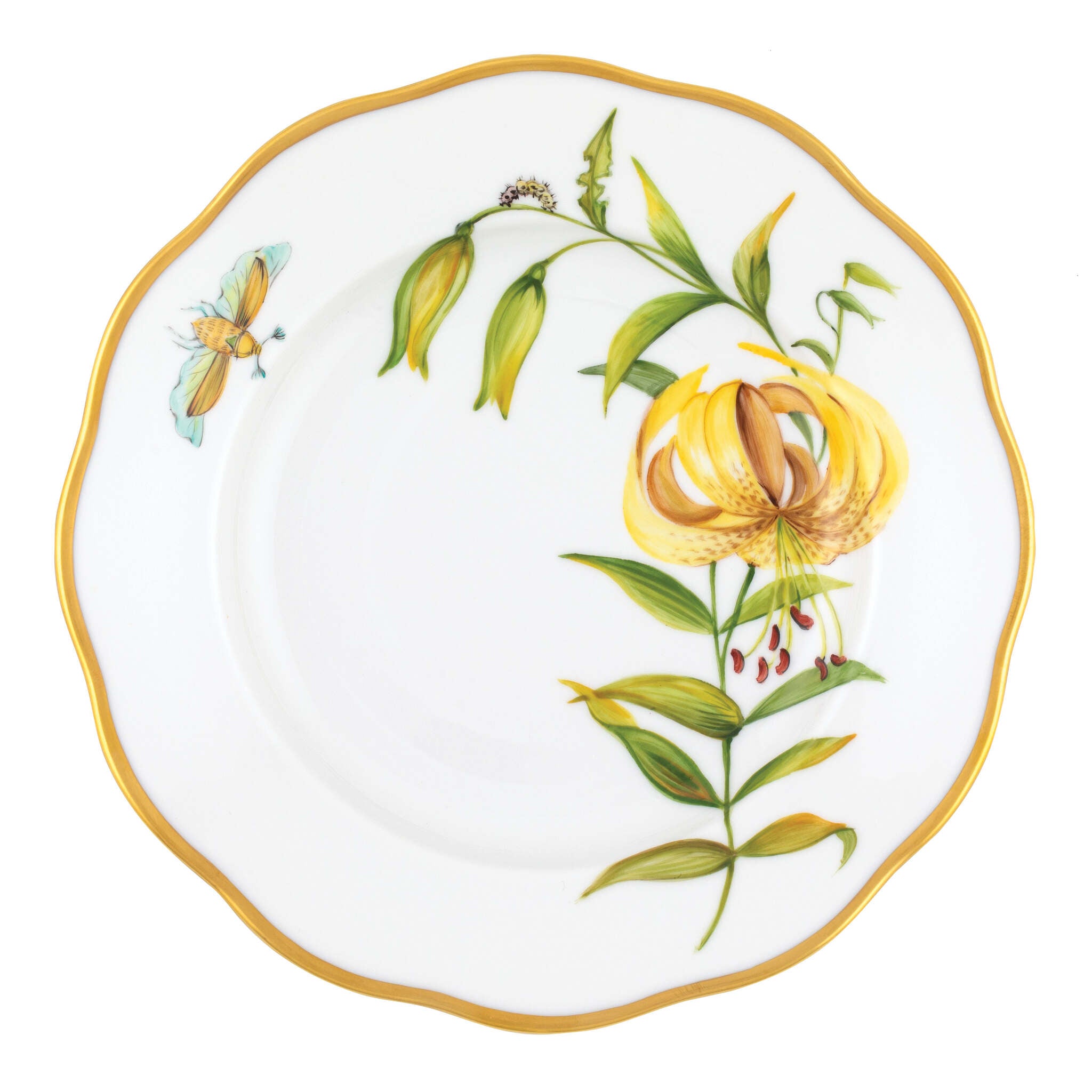 Multicolor (5) fishnet Salad Plate figurine, hand-painted Herend porcelain with 24k gold accents