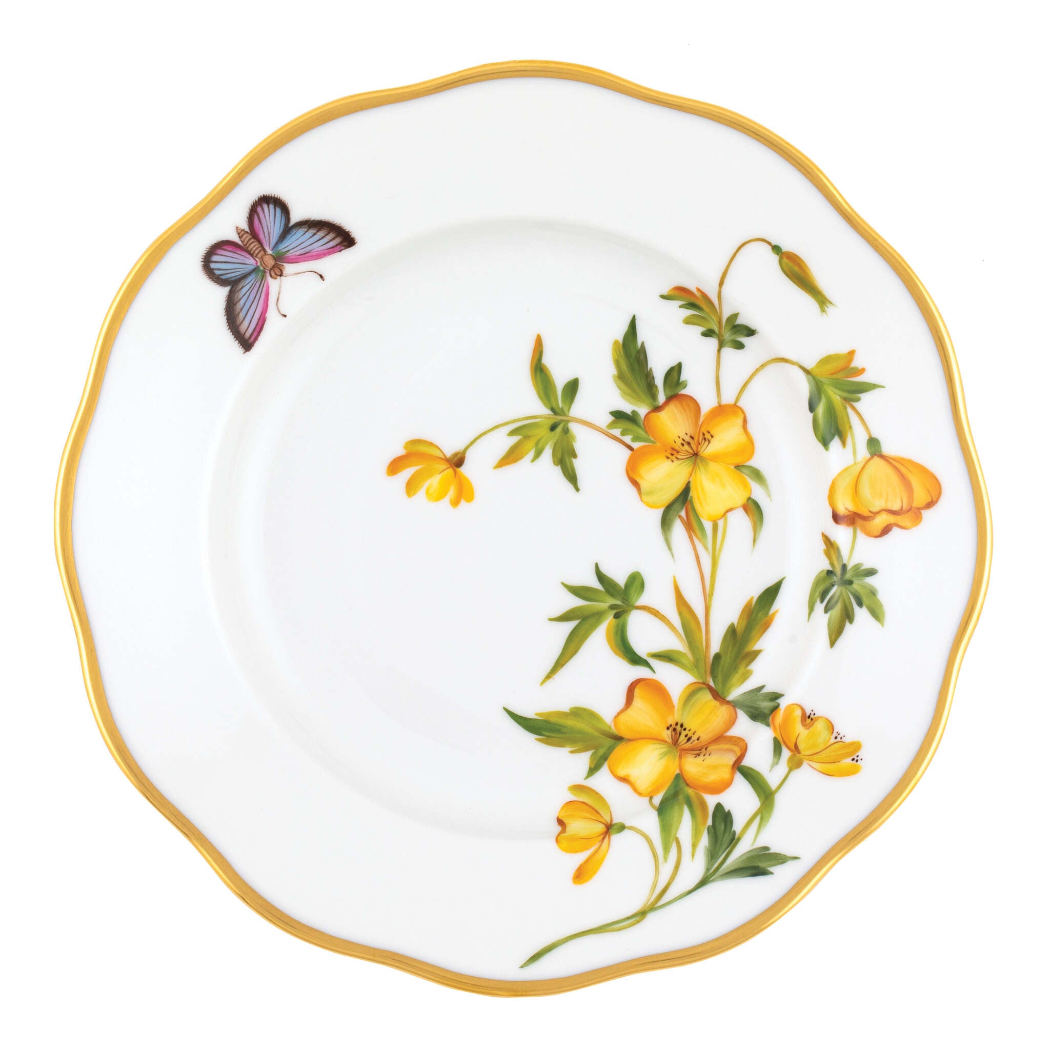 Herend Salad Plate porcelain figurine painted in the Multicolor (7) fishnet pattern