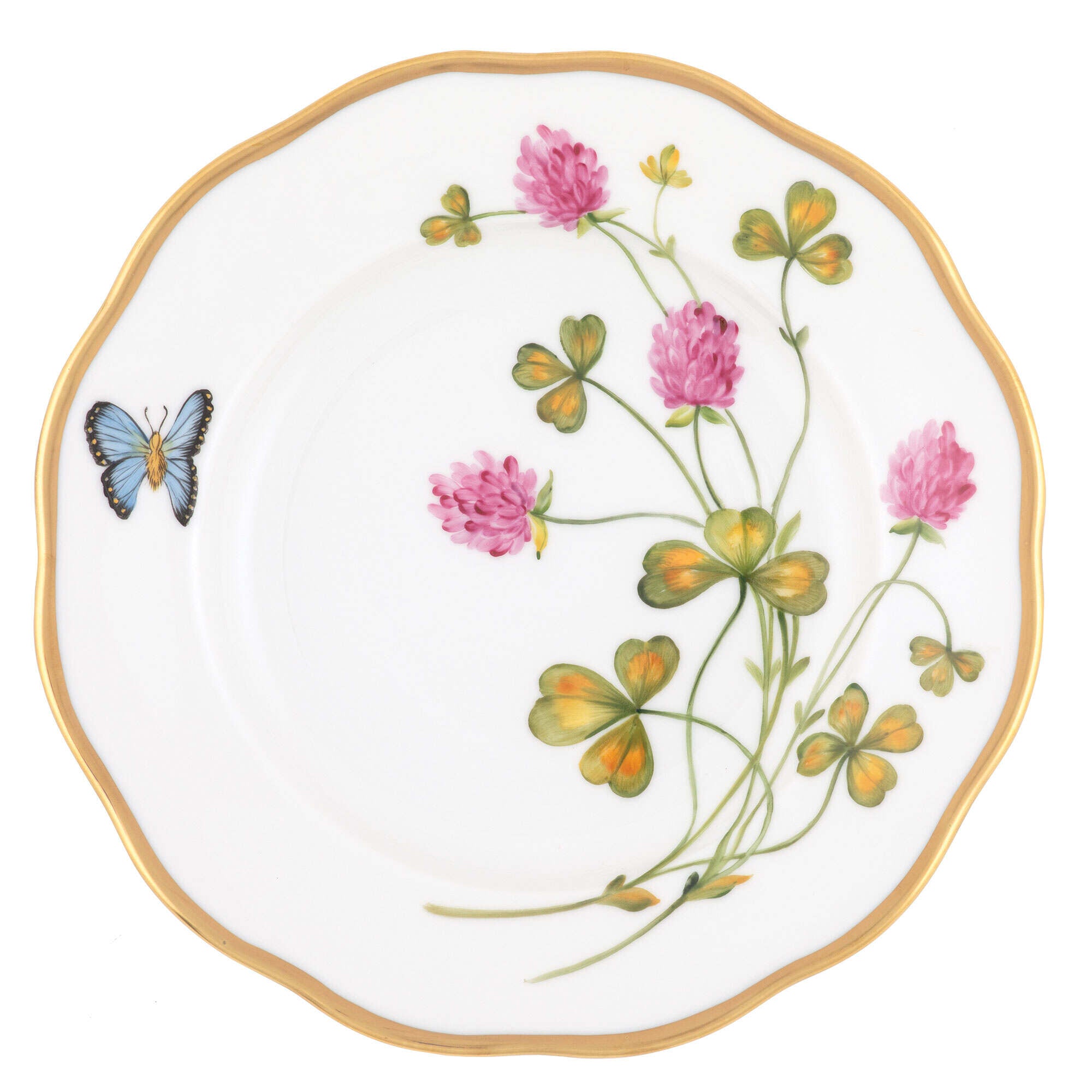 Multicolor (8) fishnet Salad Plate figurine, hand-painted Herend porcelain with 24k gold accents