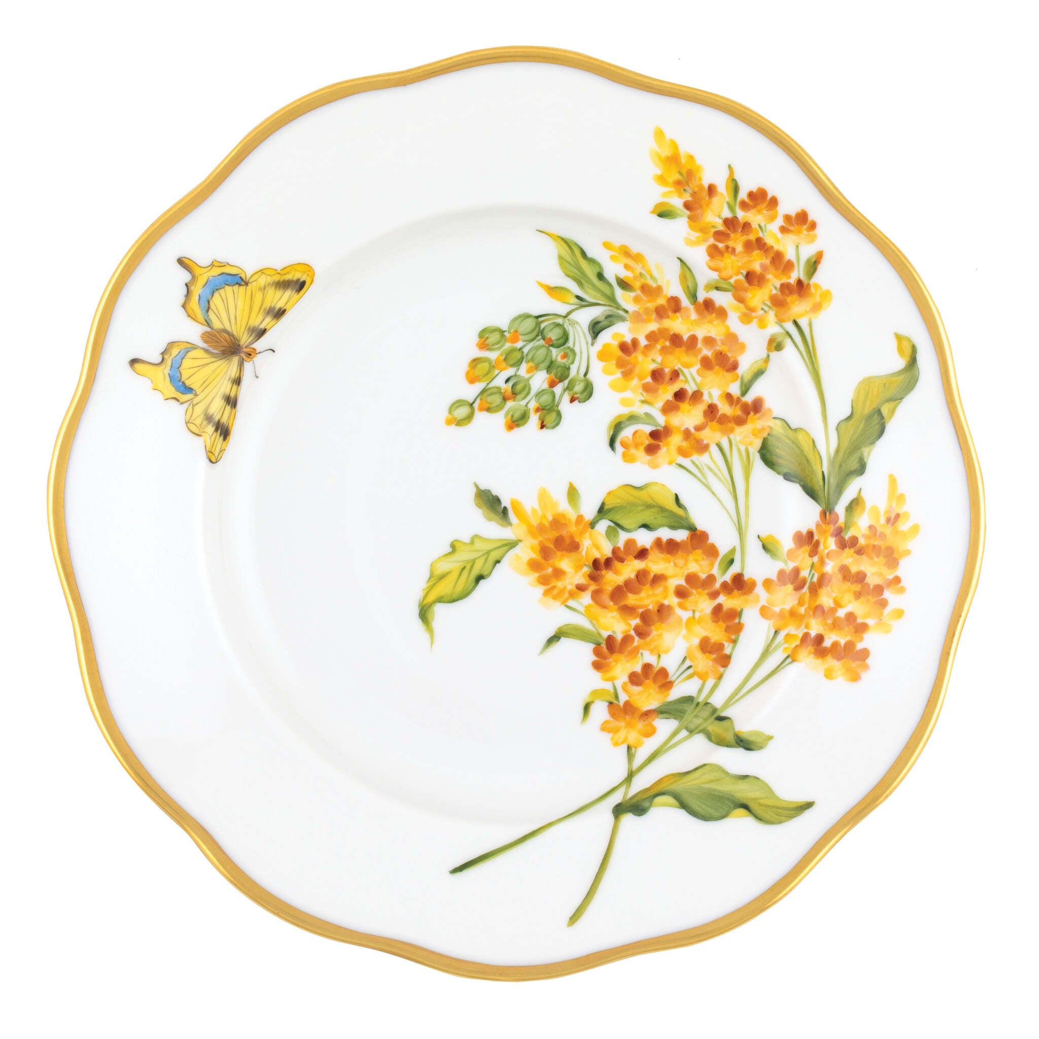 Herend Salad Plate porcelain figurine painted in the Multicolor (9) fishnet pattern