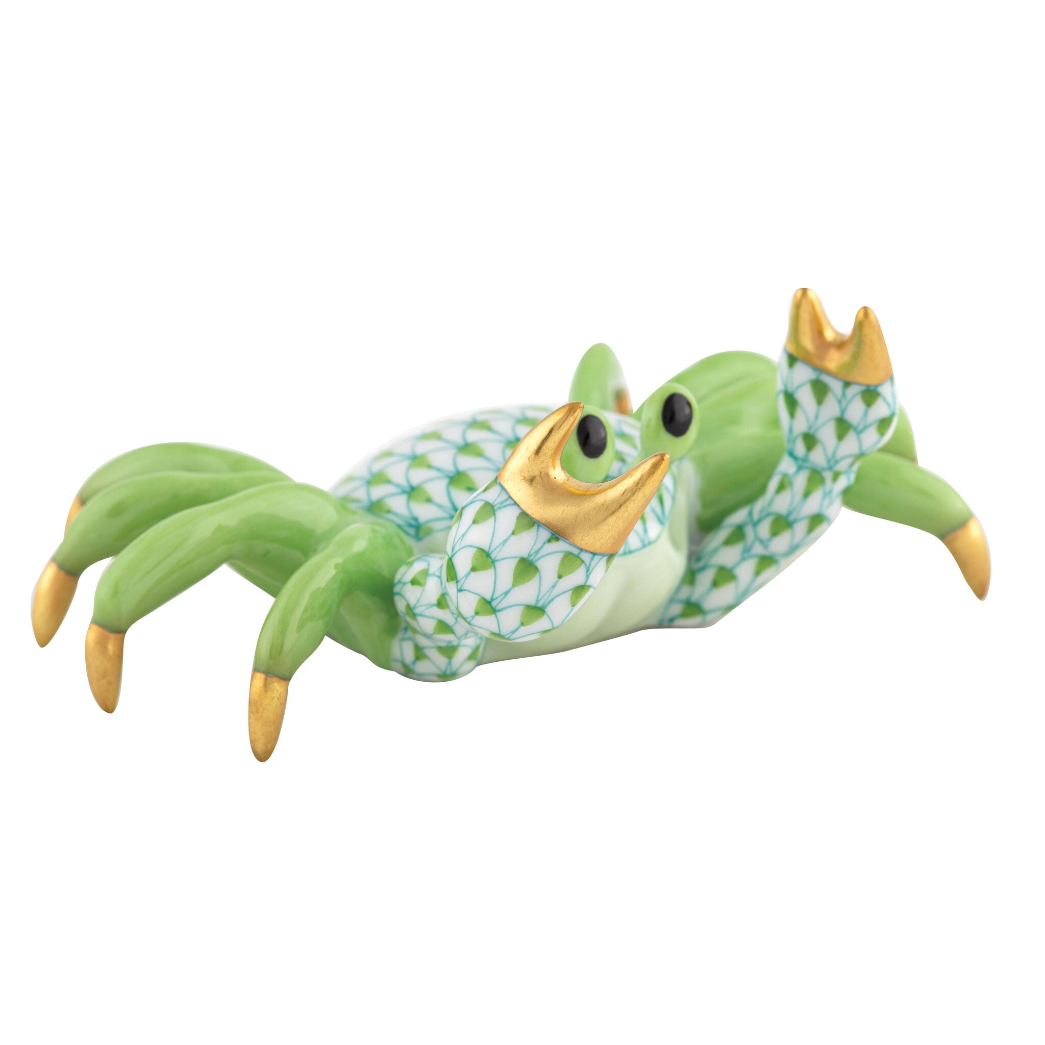 Key Lime fishnet Sand Crab Figurine figurine, hand-painted Herend porcelain with 24k gold accents