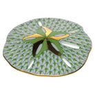 Hand-painted Herend Sand Dollar Figurine in Key Lime fishnet porcelain on a white background