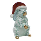 Santa Bunny Figurine in hand-painted Green porcelain by Herend of Hungary