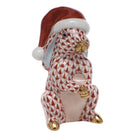 Santa Bunny Figurine in hand-painted Rust porcelain by Herend of Hungary