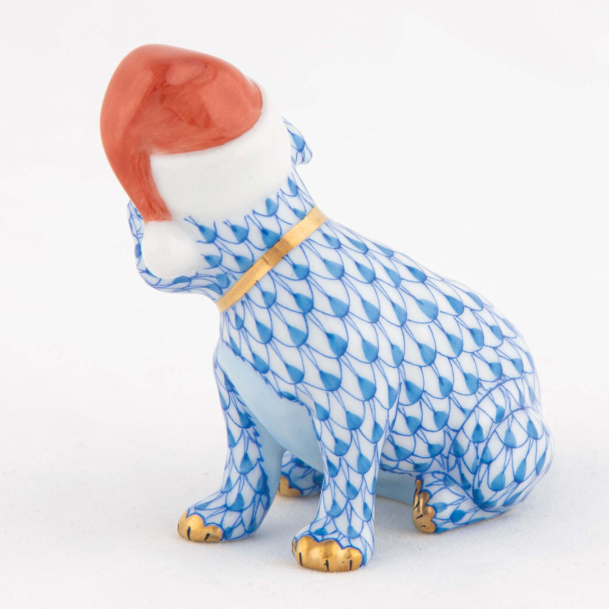 Herend Santa Puppy Figurine – Blue, alternate view