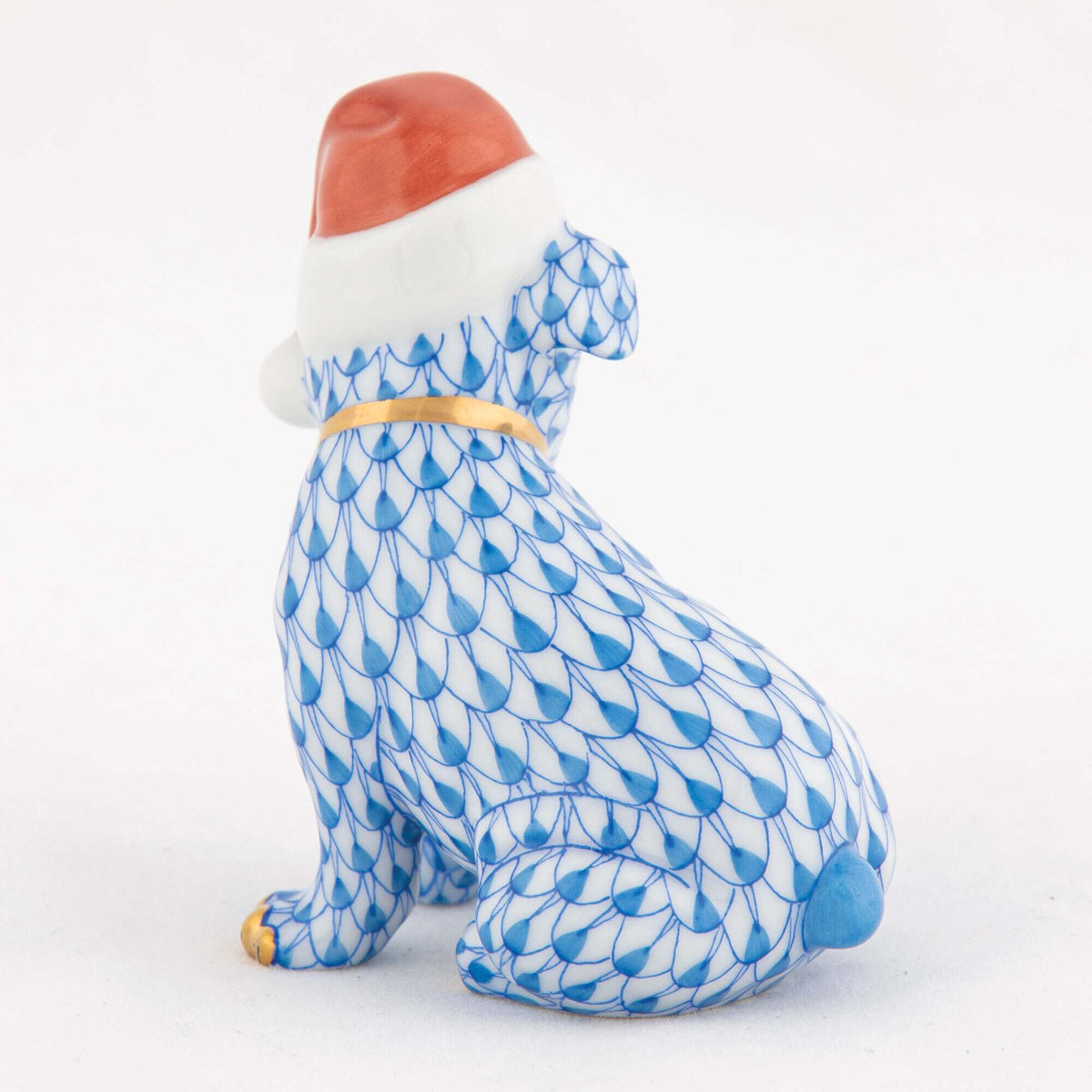 Herend Santa Puppy Figurine – Blue, alternate view