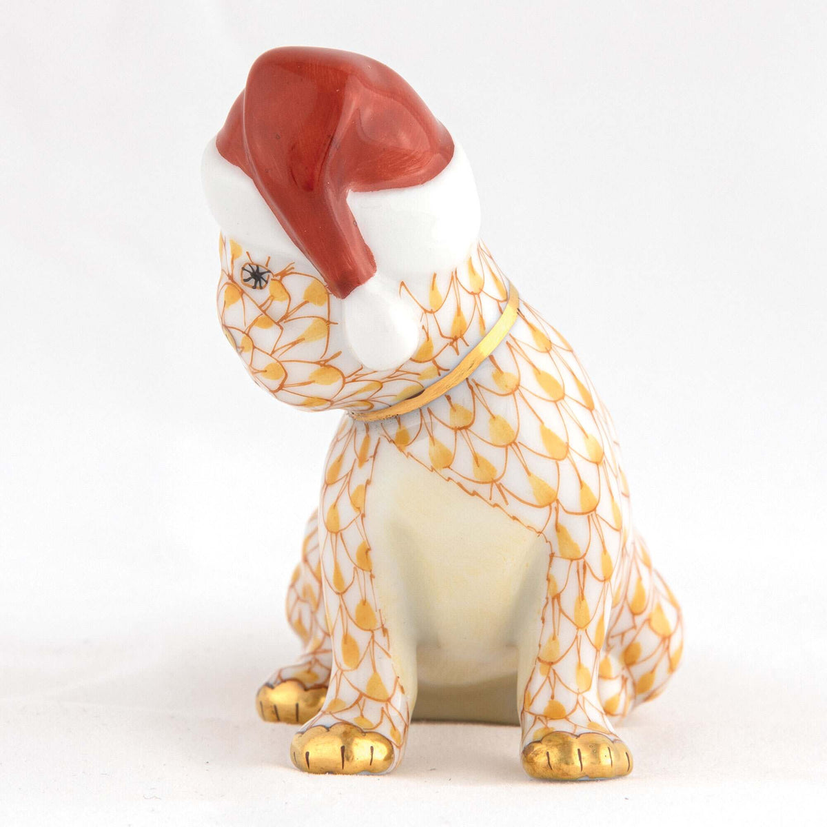 Herend Santa Puppy Figurine – Butterscotch, alternate view