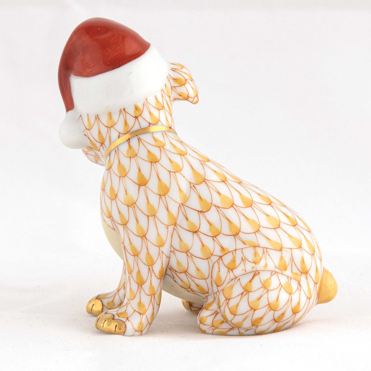 Herend Santa Puppy Figurine – Butterscotch, alternate view