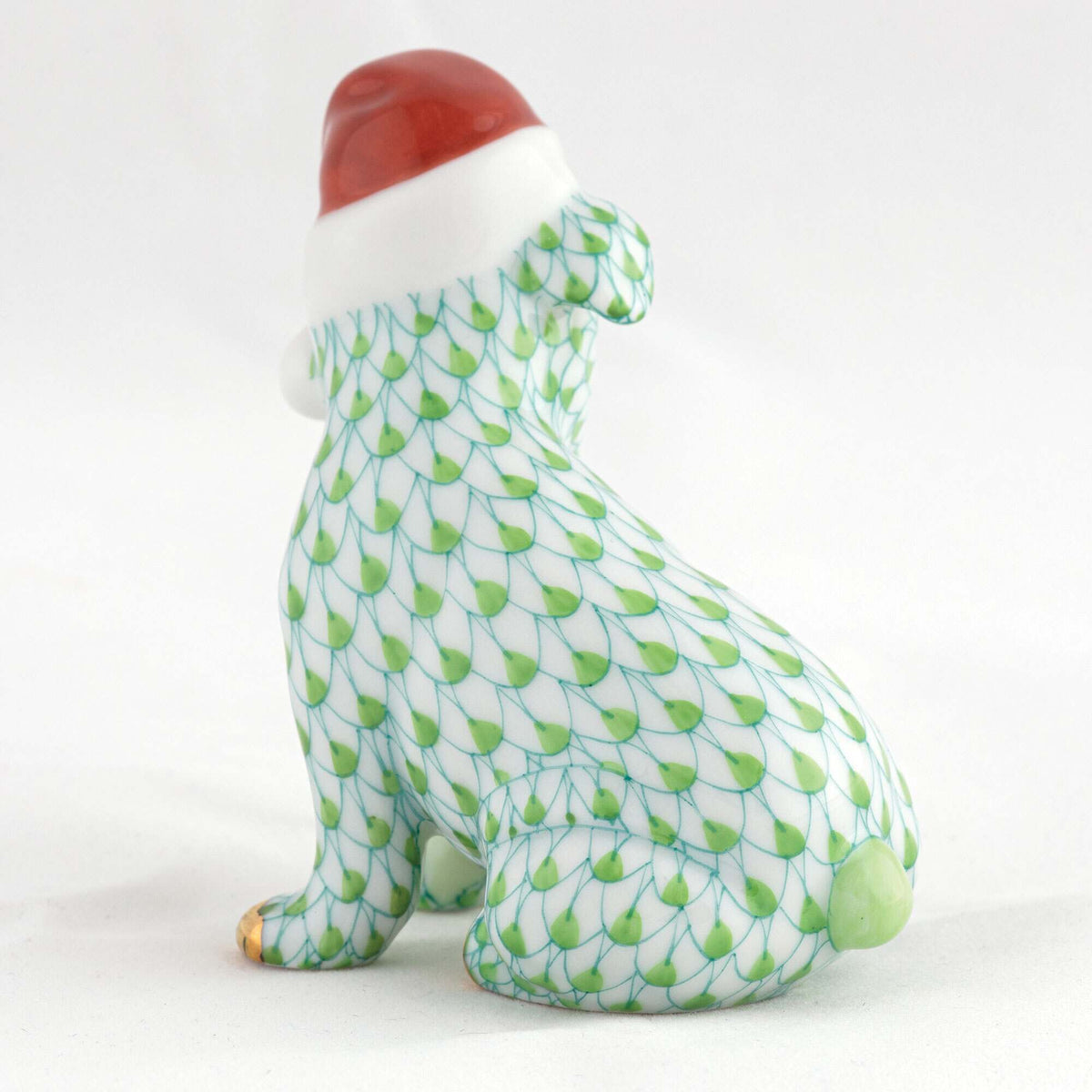 Herend Santa Puppy Figurine – Key Lime, alternate view