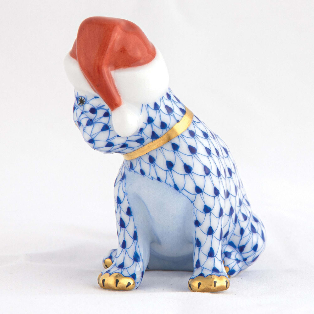 Herend Santa Puppy Figurine – Sapphire, alternate view