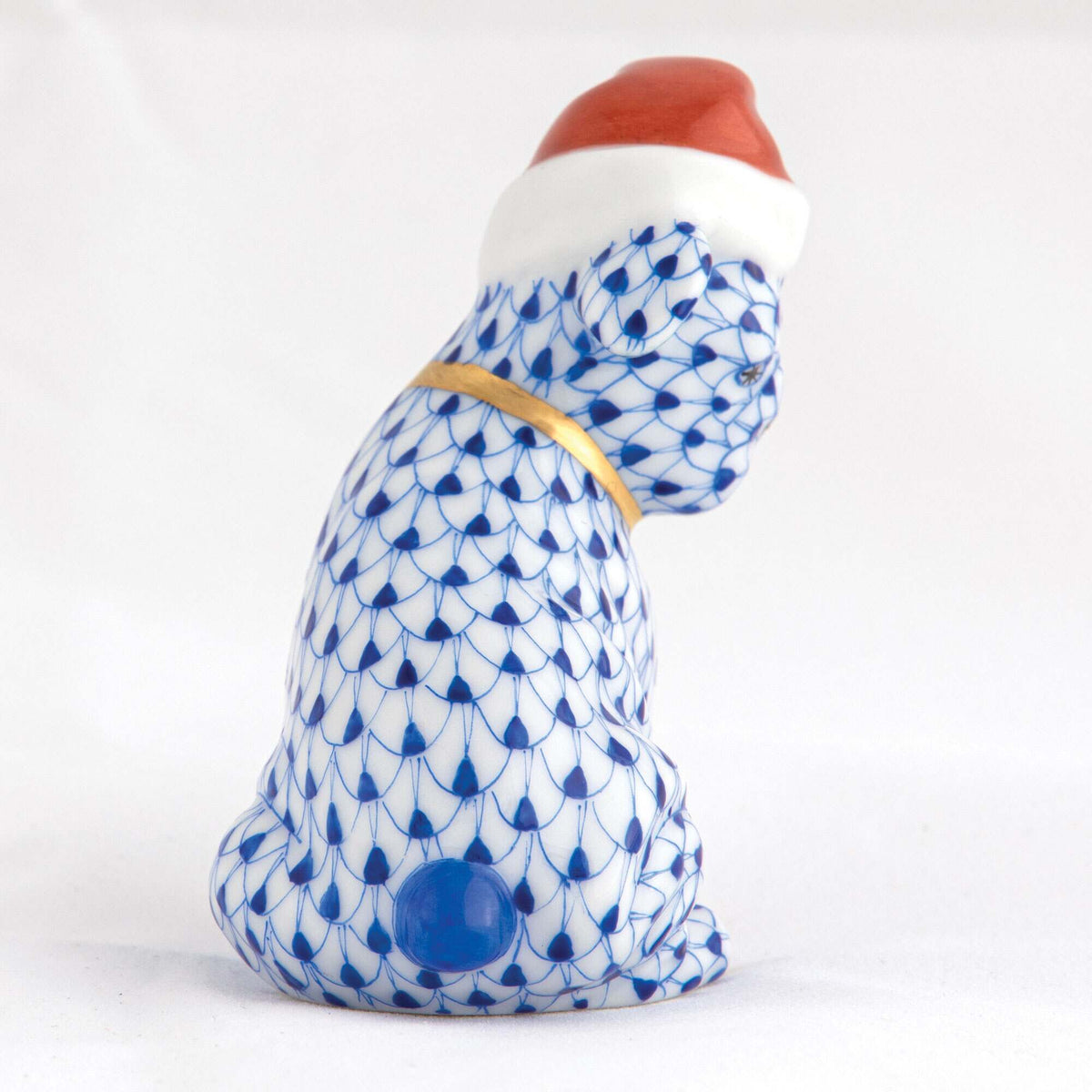 Herend Santa Puppy Figurine – Sapphire, alternate view