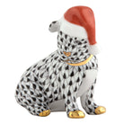Herend Santa Puppy Figurine porcelain figurine painted in the Black fishnet pattern