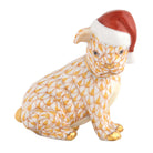 Herend Santa Puppy Figurine porcelain figurine painted in the Butterscotch fishnet pattern