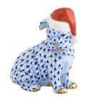 Santa Puppy Figurine in hand-painted Sapphire porcelain by Herend of Hungary