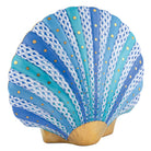 Hand-painted Herend Scallop Shell Candy Dish in fine porcelain, 3.5in L X 6in W X 6.25in H, on a white background