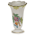 Hand-painted Herend Scalloped Bud Vase in fine porcelain, 2.5in H, on a white background