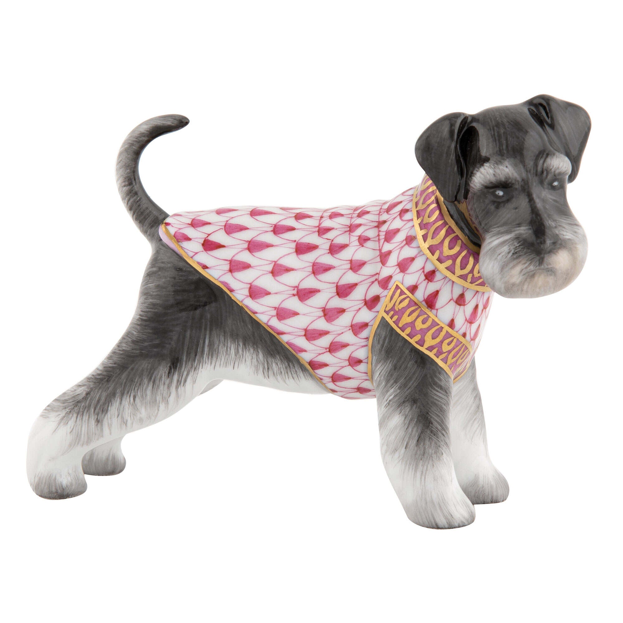 Schnauzer Figurine in hand-painted Raspberry porcelain by Herend of Hungary