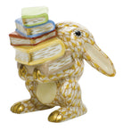Butterscotch fishnet Scholarly Bunny Figurine figurine, hand-painted Herend porcelain with 24k gold accents