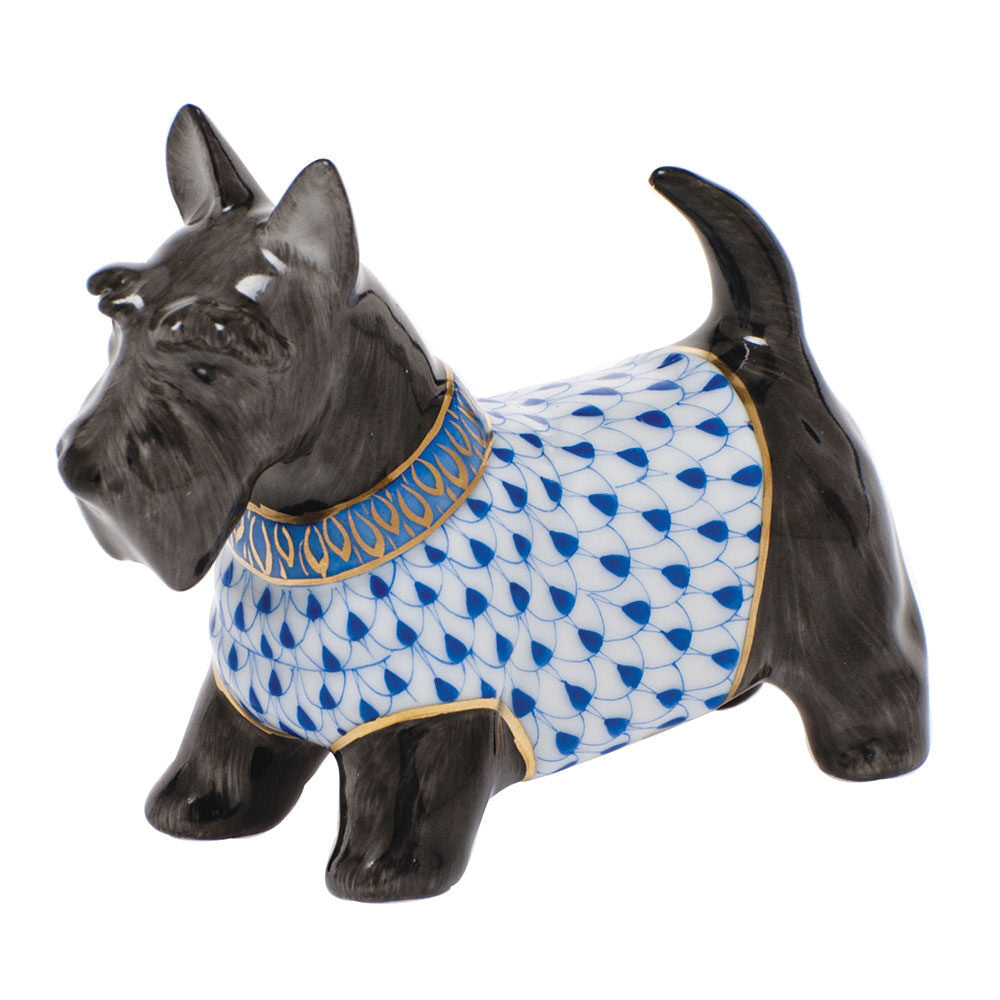 Scottie Mcduff Figurine in hand-painted Sapphire porcelain by Herend of Hungary